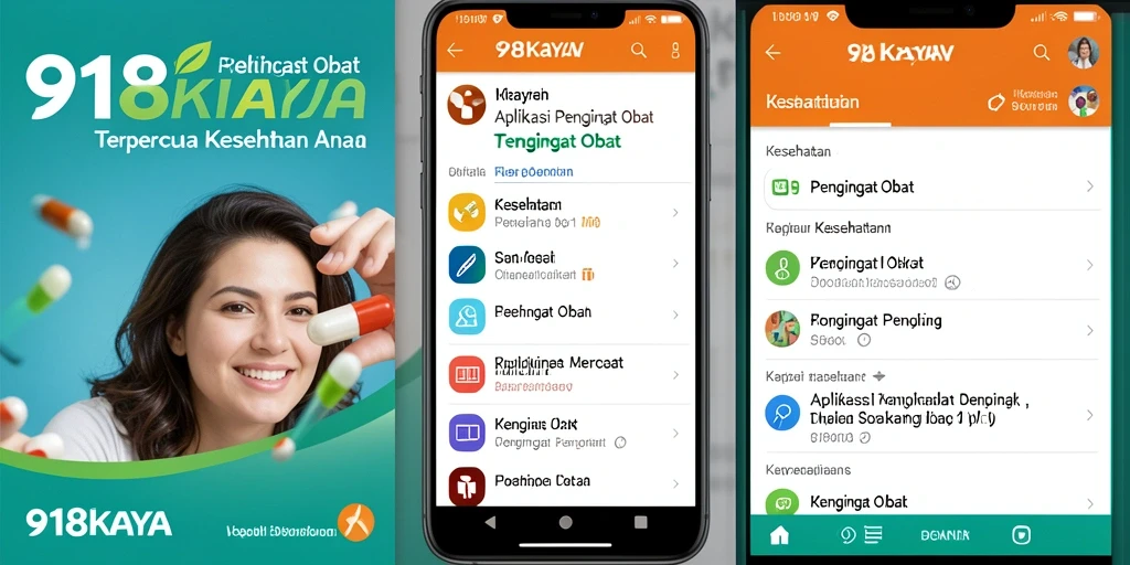 Tampilan antarmuka 918KAYA dengan fitur pengingat obat.