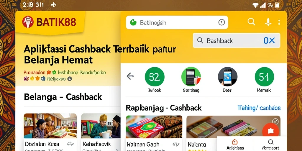 Tampilan antarmuka aplikasi BATIK88 dengan fitur Cashback yang menarik.