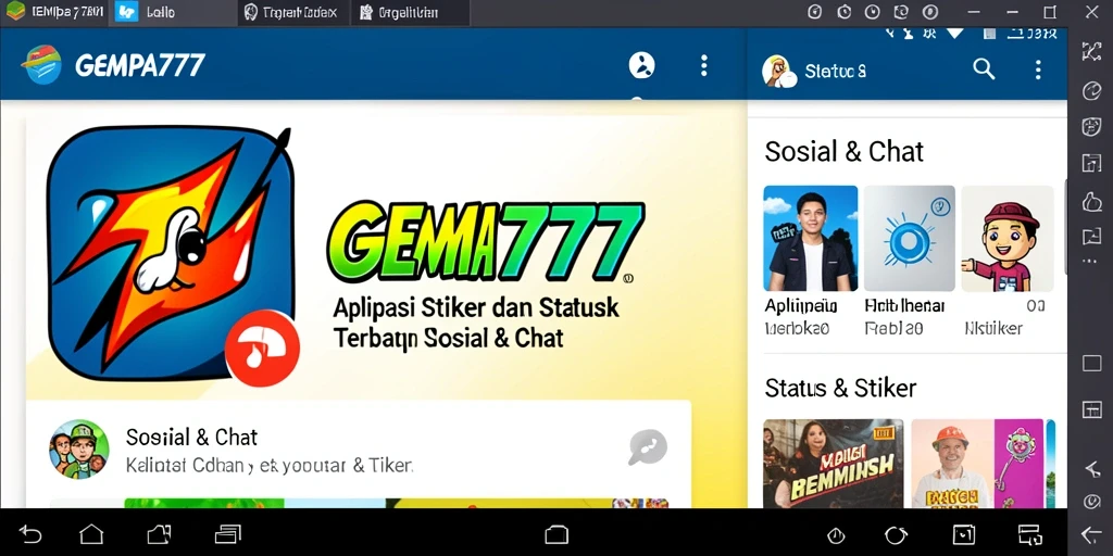 Tampilan antarmuka GEMPA777 dengan berbagai stiker unik.