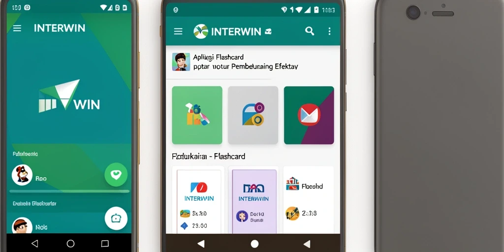Antarmuka pengguna INTERWIN saat menggunakan flashcard interaktif.