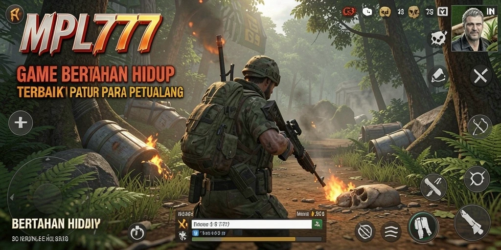 Antarmuka menarik dan interaktif dari permainan Bertahan Hidup.