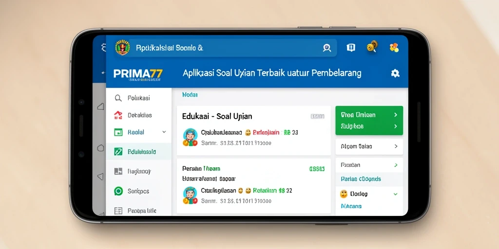 Tampilan antarmuka aplikasi PRIMA77 untuk persiapan ujian.
