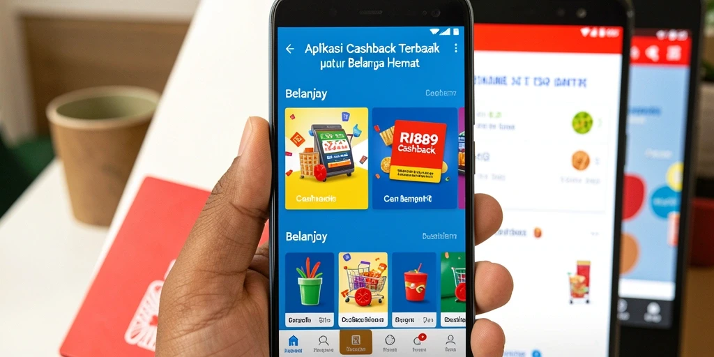 Antarmuka aplikasi RI889 menampilkan penawaran cashback yang menarik dan mudah diakses.