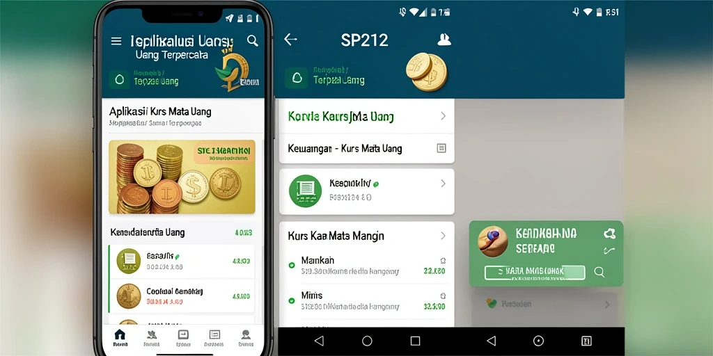 Screenshot utama SP212 menunjukkan tampilan antarmuka dan fungsi aplikasi Kurs Mata Uang.